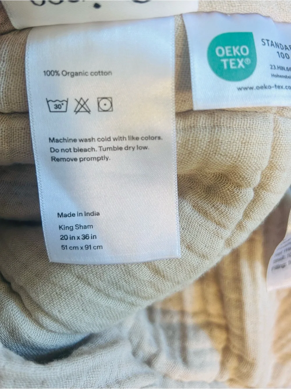 NWOT Quince Dune (sand/tan) Organic Cotton Gauze Box Quilt Shams!